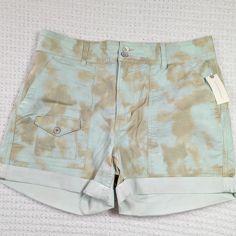 Anthropologie The Wanderer Tie Dye Utility Shorts‎ Mint Green Tan Size 29 NWT